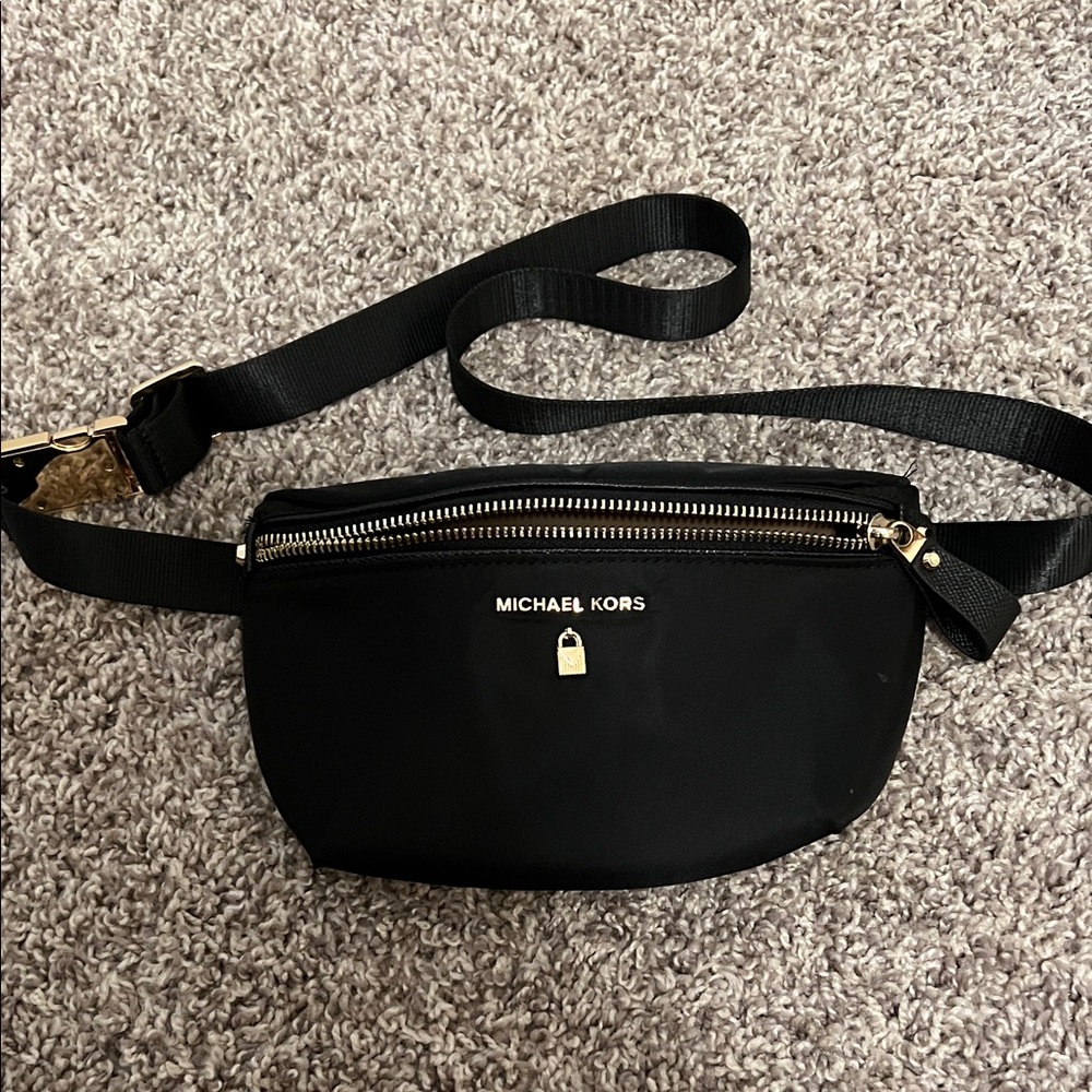 Michael Kors Black and Gold Waist Bag
